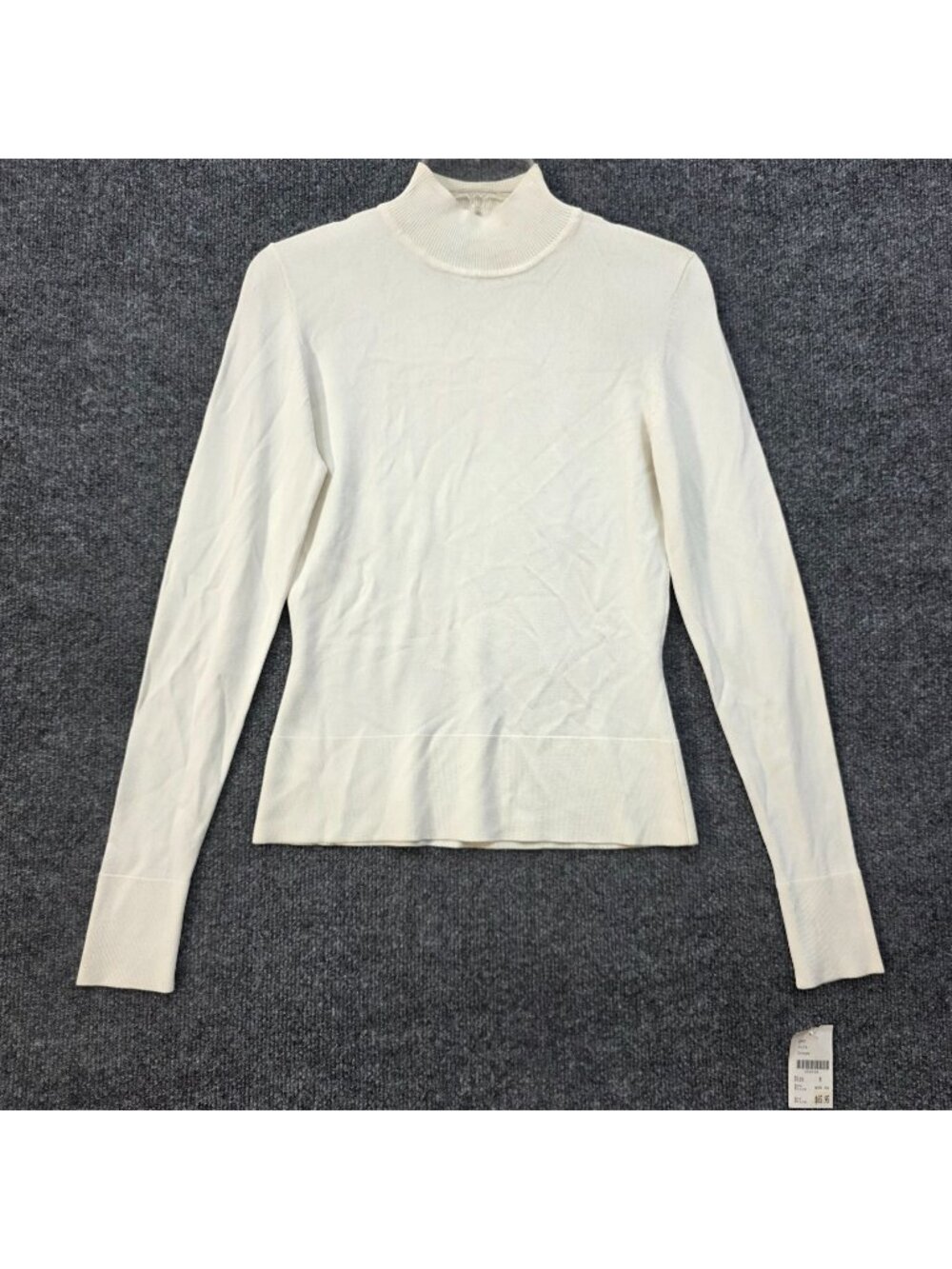 Vintage 90s Epic New York Mock Neck Knit Top M Cream Rayon Casual Vanilla Girl
